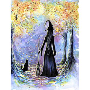 Witch with Black Cat