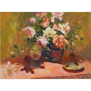 Roses and Blue Vase